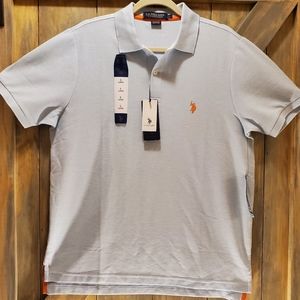 NWT U.S. Polo Assn Blue Ultimate Pique Shirt SzL